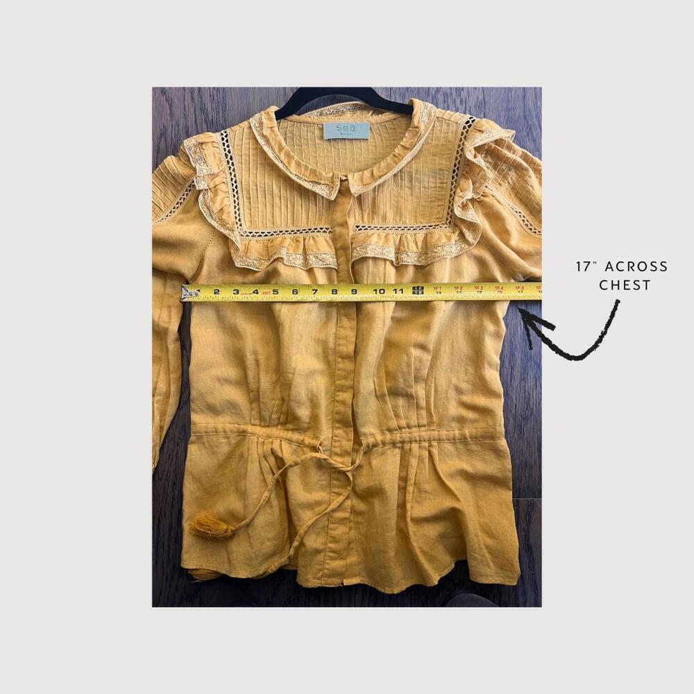 Rare Tuckernuck Sea New York Seraphina Long Sleeve Ruffle Blouse coastal cowgirl - Picture 7 of 8